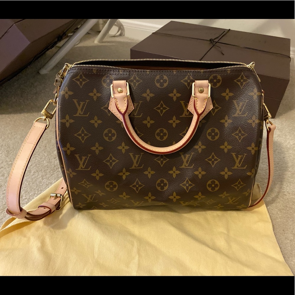 Louis Vuitton Monogram Canvas Satchel with Gold Accents